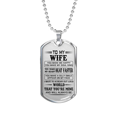 Love Quotes for Wife Dog Tag Necklace - Inspirational To My Wife, Gift for Women